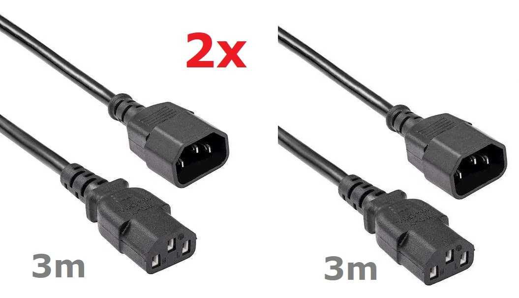 2x Kabel przedłużacz C13 C14 zasilający serwerowy 3m * Wejherowo