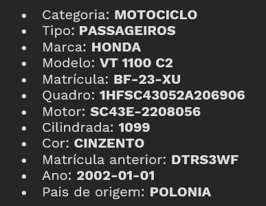 Mota Honda - modelo - VT 1100 - C2