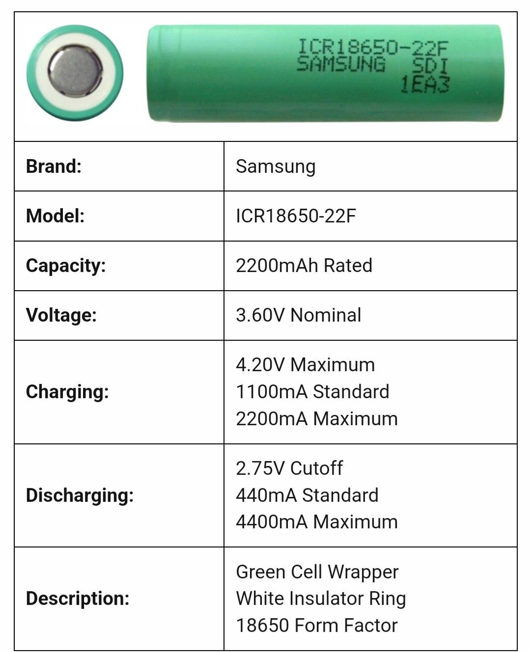 4 шт. 18650 Samsung ICR18650-22F li-ion акумулятор, акб