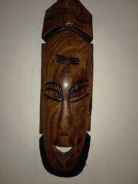 4 Caras Africanas esculpidas em madeira antigas