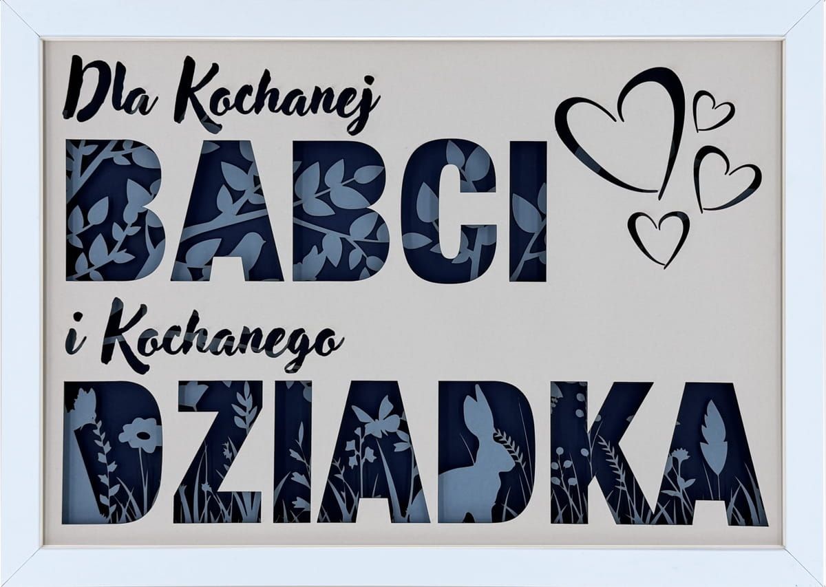 Ramka 3D shadow box Dla Kochanej Babci i Kochanego Dziadka Łąka 32x23