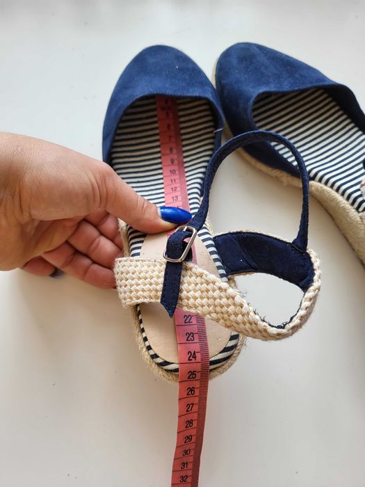 Buty espadryle sandały marynarskie granatowe na koturnie M&S 37