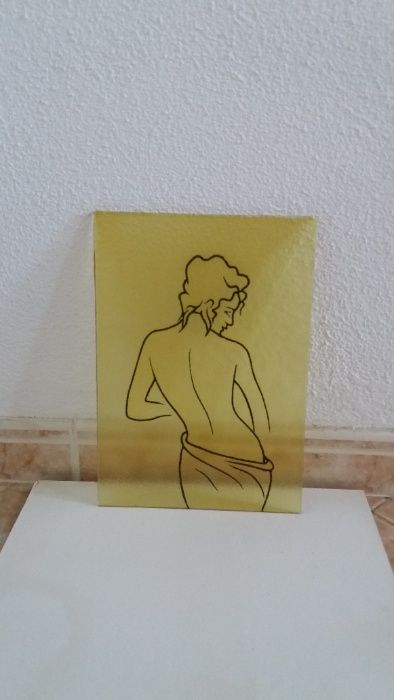 Vitral desenhado a óleo sem moldura