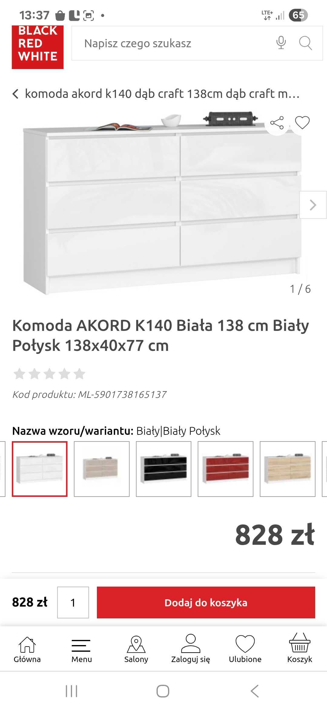 Komoda bleck red white