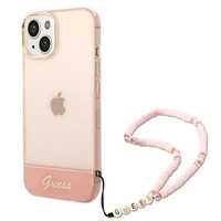 Etui Guess Translucent Pearl Strap do iPhone 14 Plus / 15 Plus, Różowy