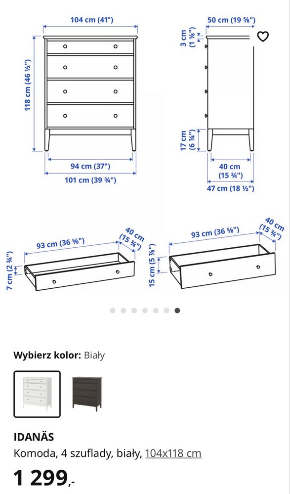 Komoda 4 szuflady IDANÄS