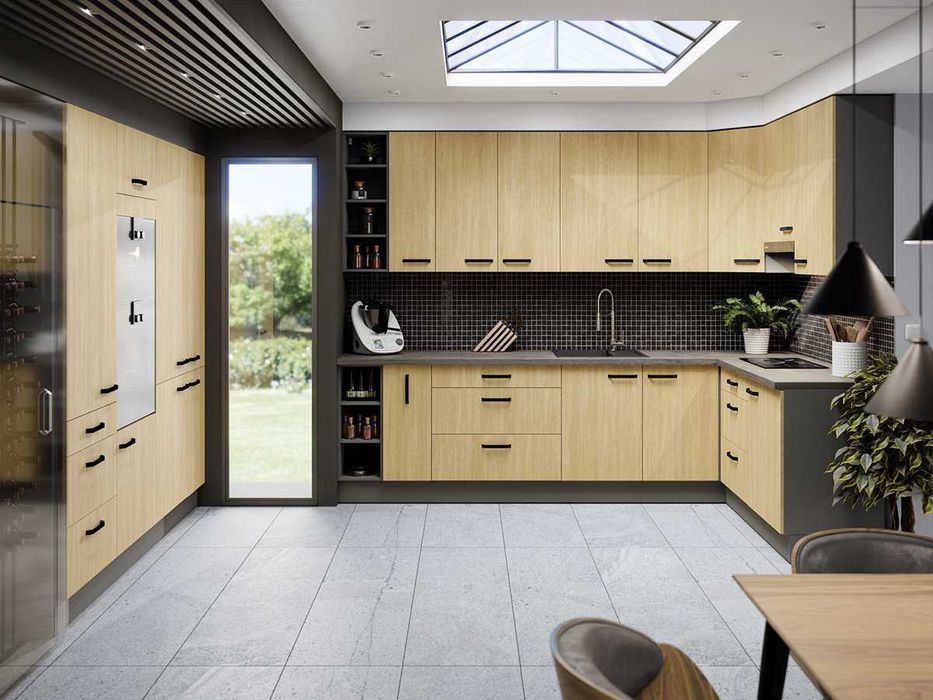 Zestaw mebli kuchennych NASTIA/SANDI kuchnia modułowa antracyt/artisan