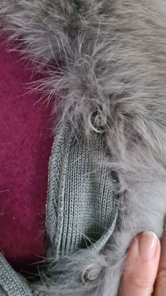 Ochnik kamizelka ocieplacz. Futro królika. Srebrna szara. S M L XL