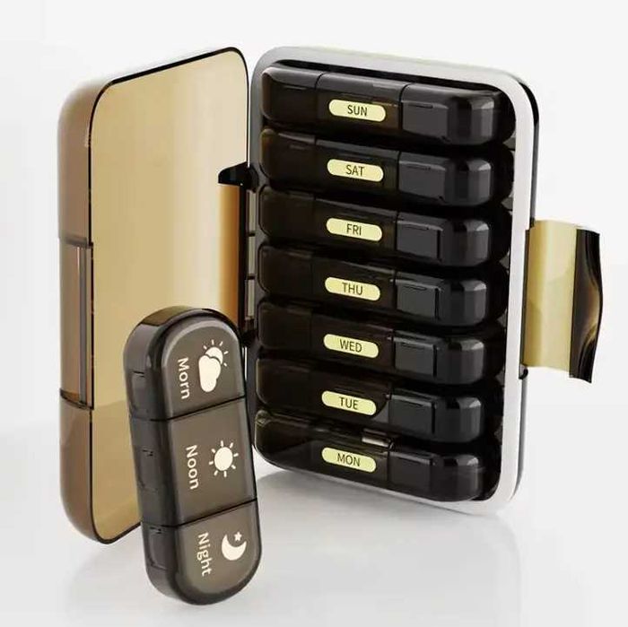 Таблетниця GJ-8608 органайзер для таблеток (3 рази на день) Brown