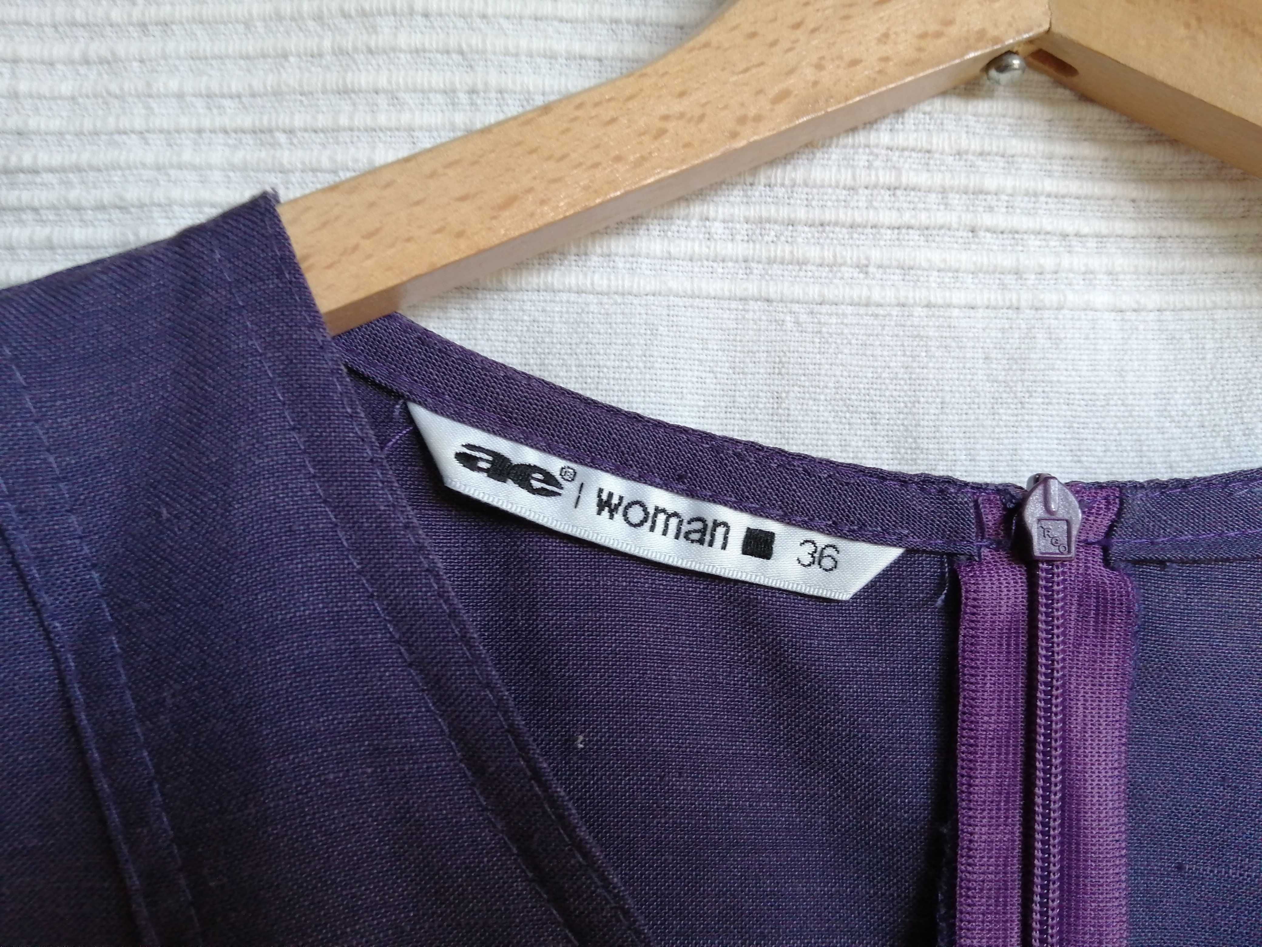 AE Woman Sukienka maxi bawełna krótki rękaw kieszenie fiolet S 36 8