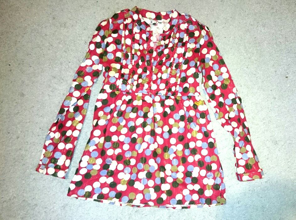 Roxy tunika koszula sukienka XS kropki kolorowa boho etno hippie