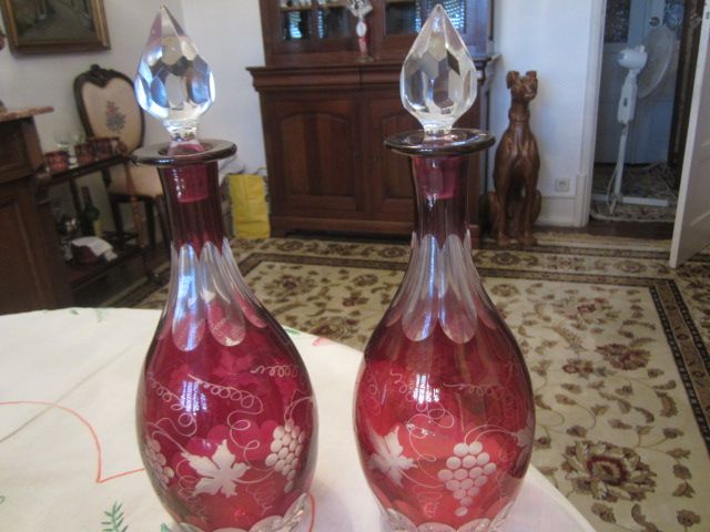 Par de Garrafas Cristal Lapidado