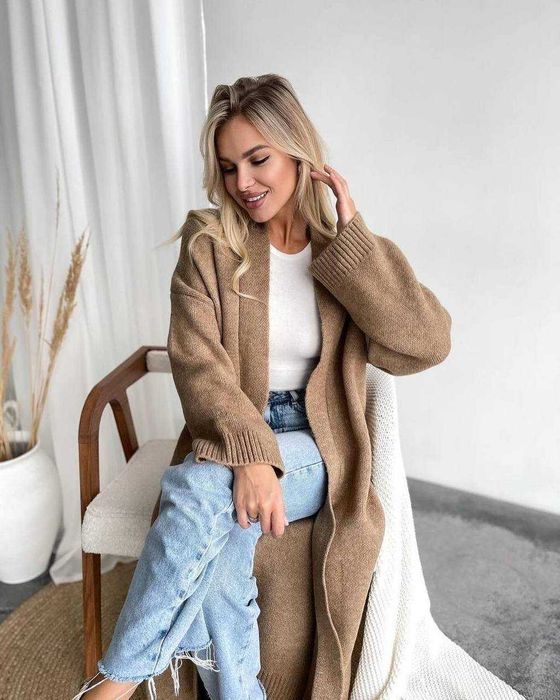 Довгий в’язаний кардиган M / Жіночий кардиган / Кардиган женский