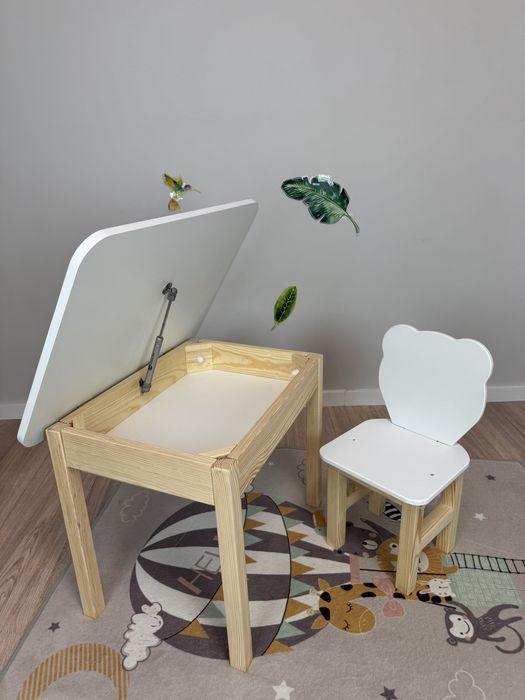 Дитячий столик та стільчик ведмедик комплект дитячий парта з пеналом