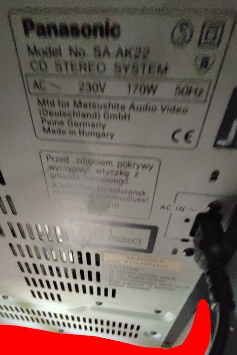 Sprzedam wieże Panasonic+pilota orginalny