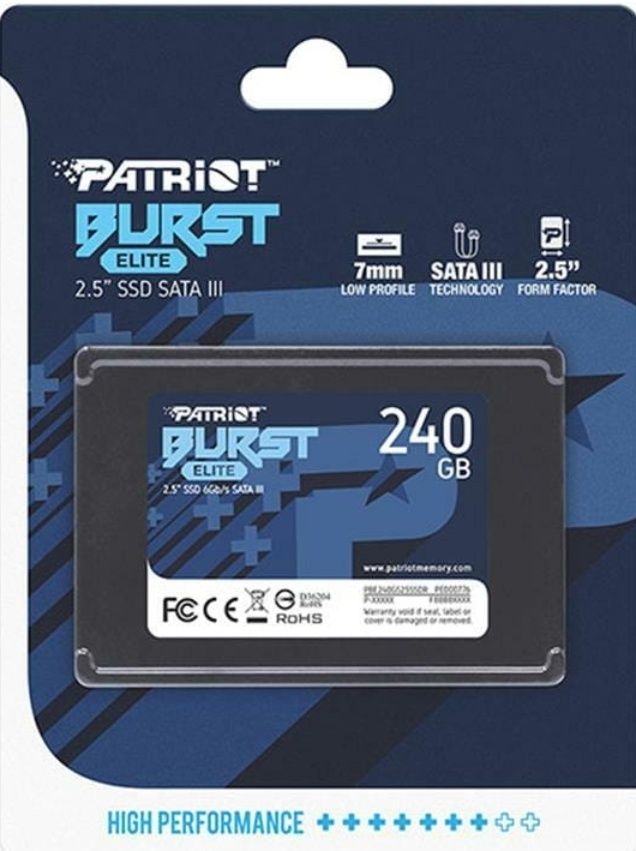 Накопичувас SSD 240GB Patriot Burst Elite 2.5" SATAIII TLC (PBE240GS25