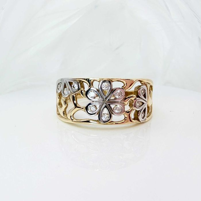 Nieużywany złoty pierścionek PR.333 8K KWIATKI