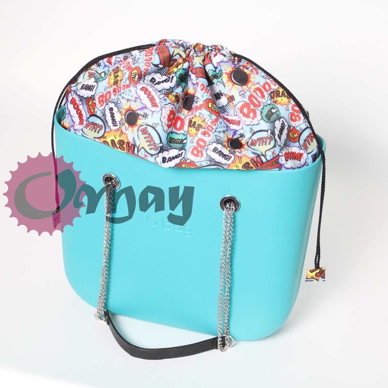 Czarny organizer OBAG STANDARD worek komiks 2 kieszenie komin OMAY