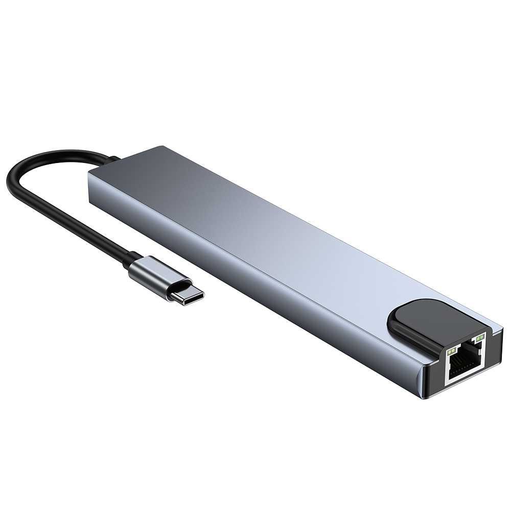 Rozgałęziacz USB HUB przejściówka 2xUSB-C 8w1SD TF 2xUSB HDMI LAN
