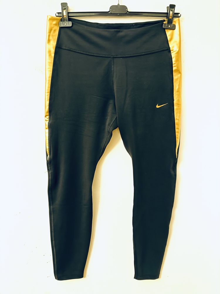 Spodnie sportowe Nike XL Dri-fit czarno zlote super stan