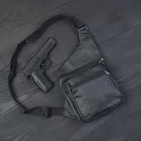 Чоловіча сумка з натуральної шкіри, тактична сумка - месенджер чорна