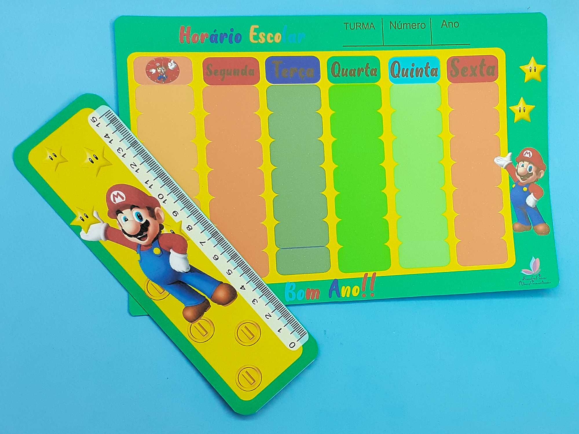 Kit Escolar Super Mario Bros / Etiquetas Autocolantes / Tabuada