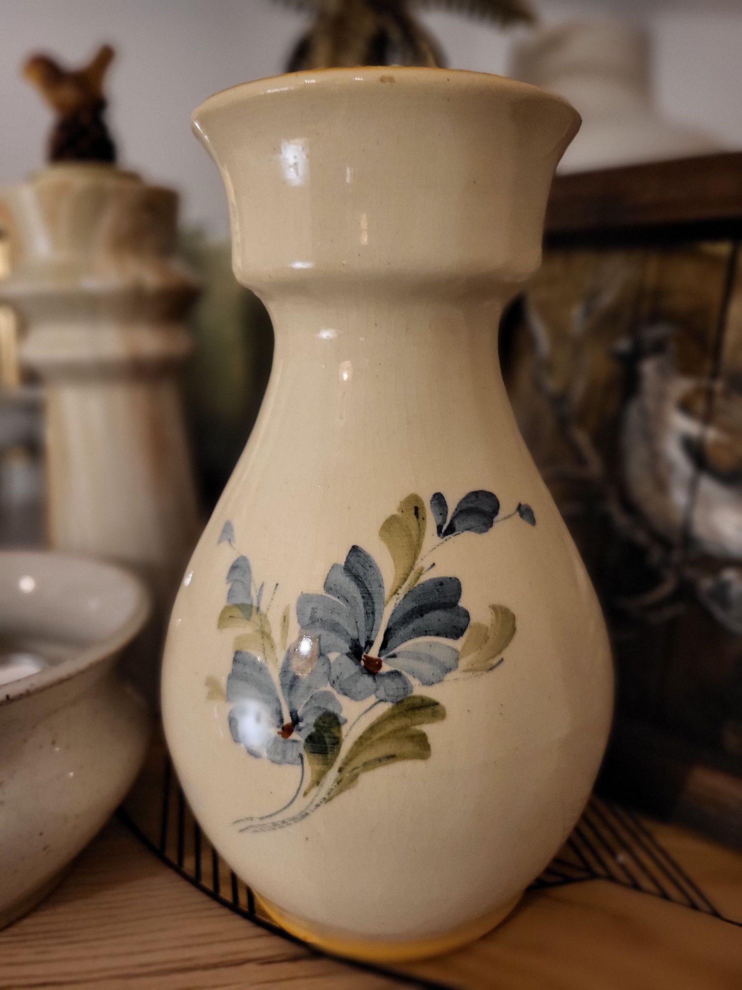 Wazon ceramiczny vintage kwiaty handmade malowany ręcznie 20 cm Made i