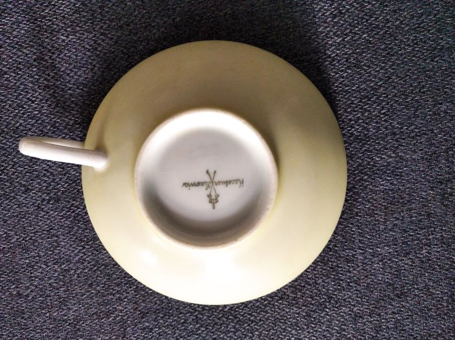 Filiżanka Kaestner Saxonia porcelana żółta do herbaty