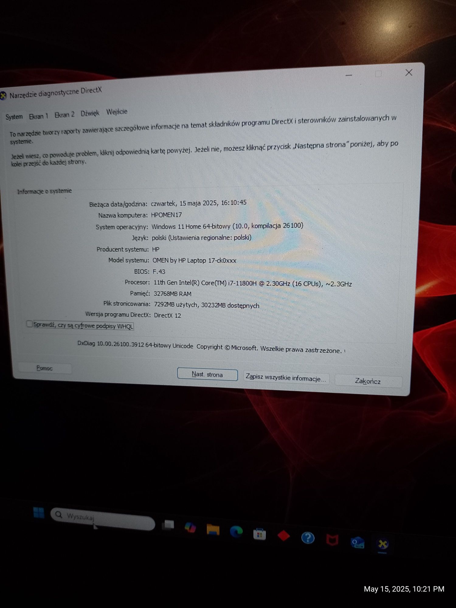 HP OMEN 17,3”i7-11800H 32GB Ram 1Tb SSD,Rtx 3070 jak nowy!
32 GB RAM -