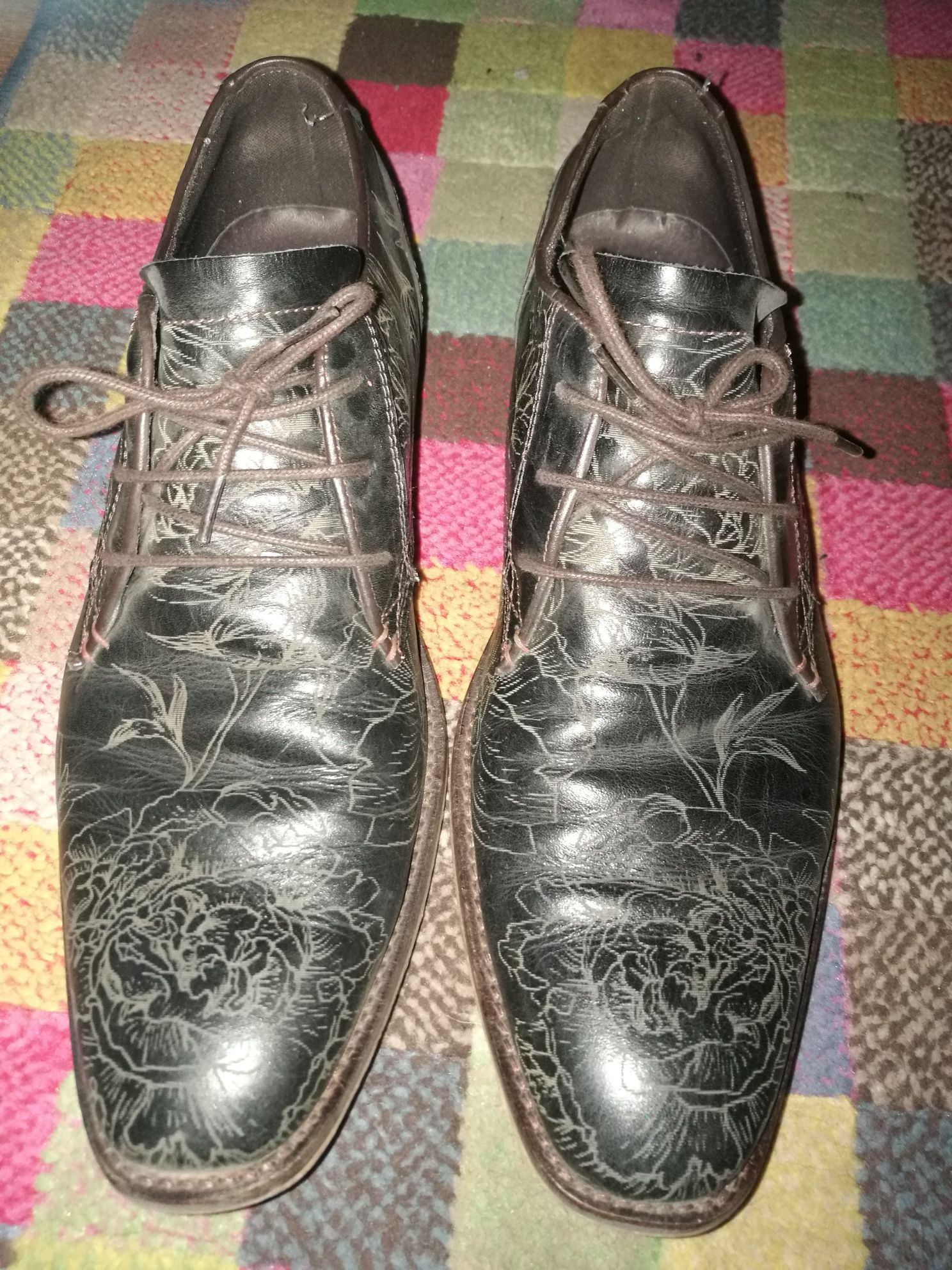 Eleganckie buty skórzane męskie trzewiki wizytowe styl góralski