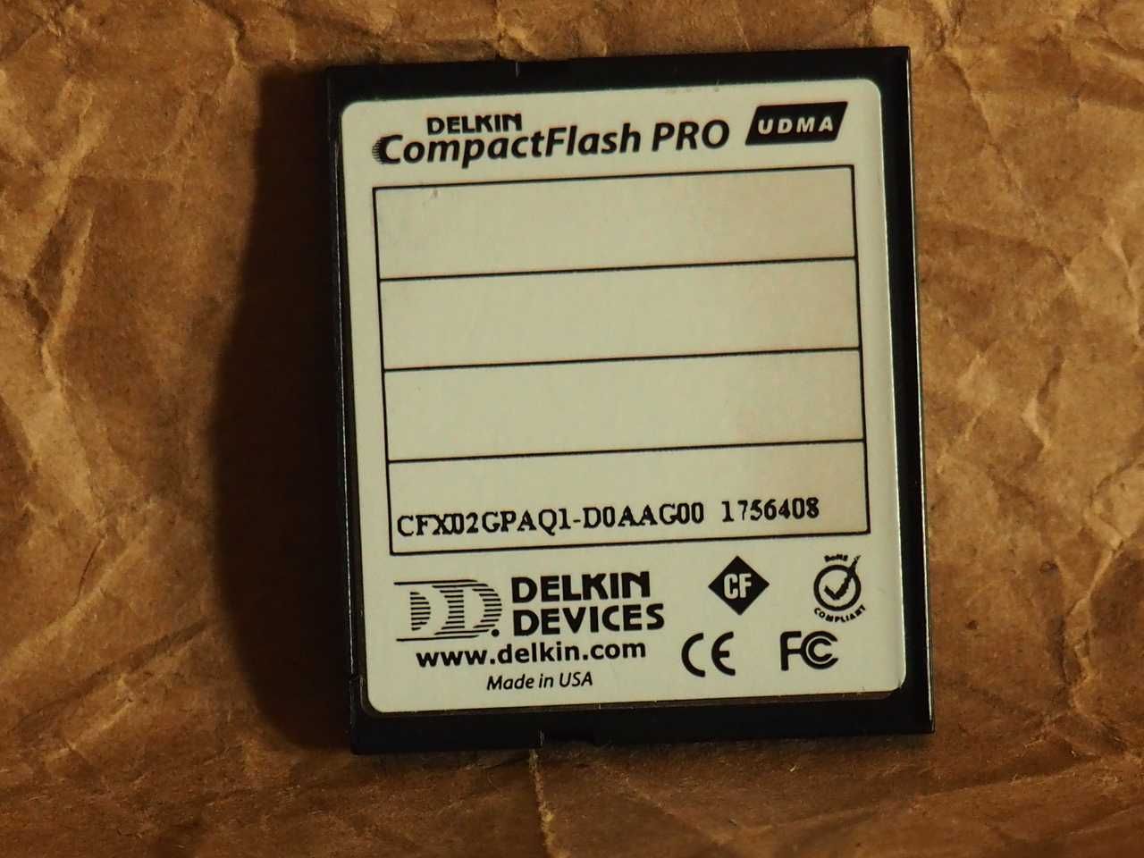 Karta pamięci Delkin Devices Compactflash CF memory card 2GB.