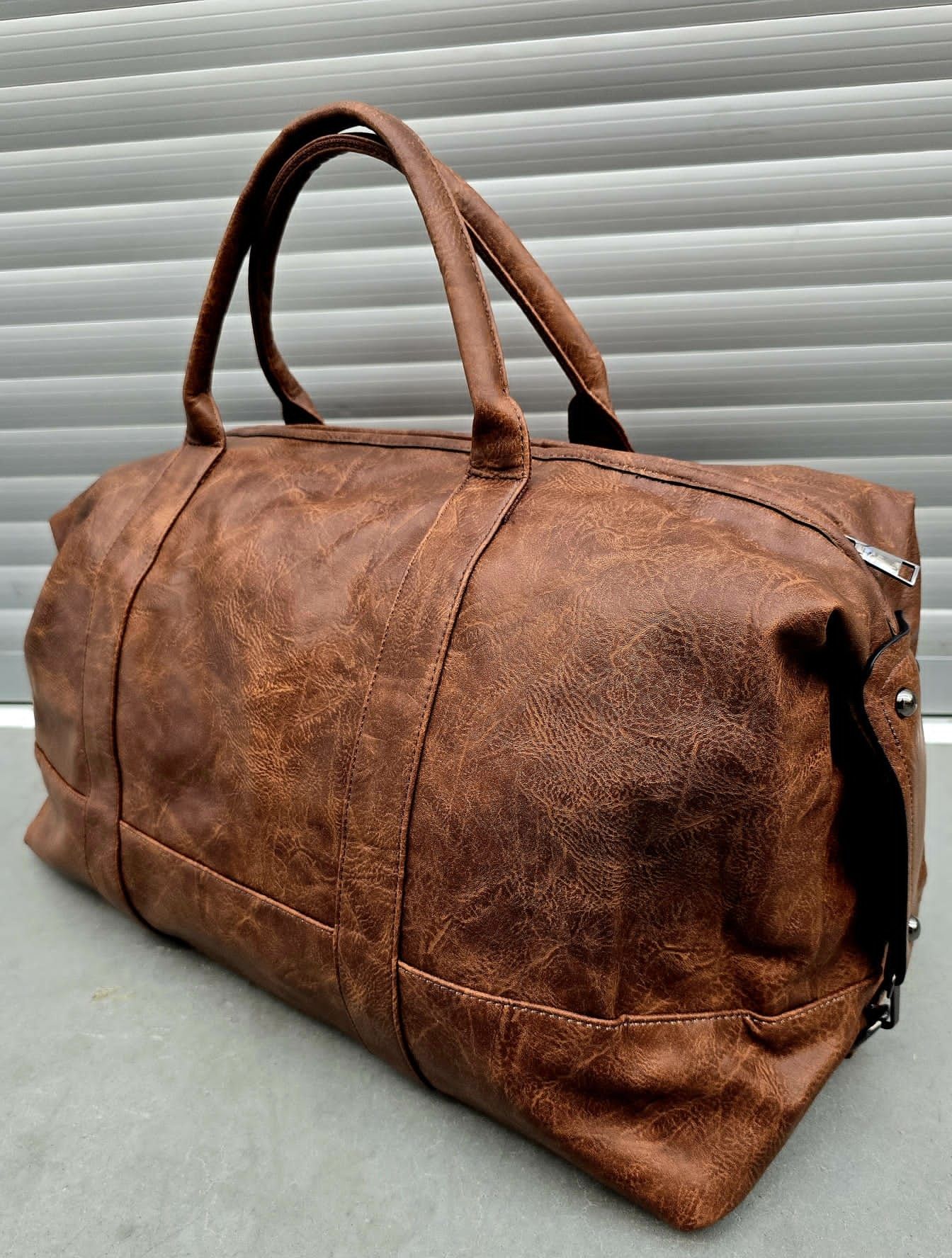 Urban Style skórzana torba na ramię bagażowa pojemna nowa brązowa