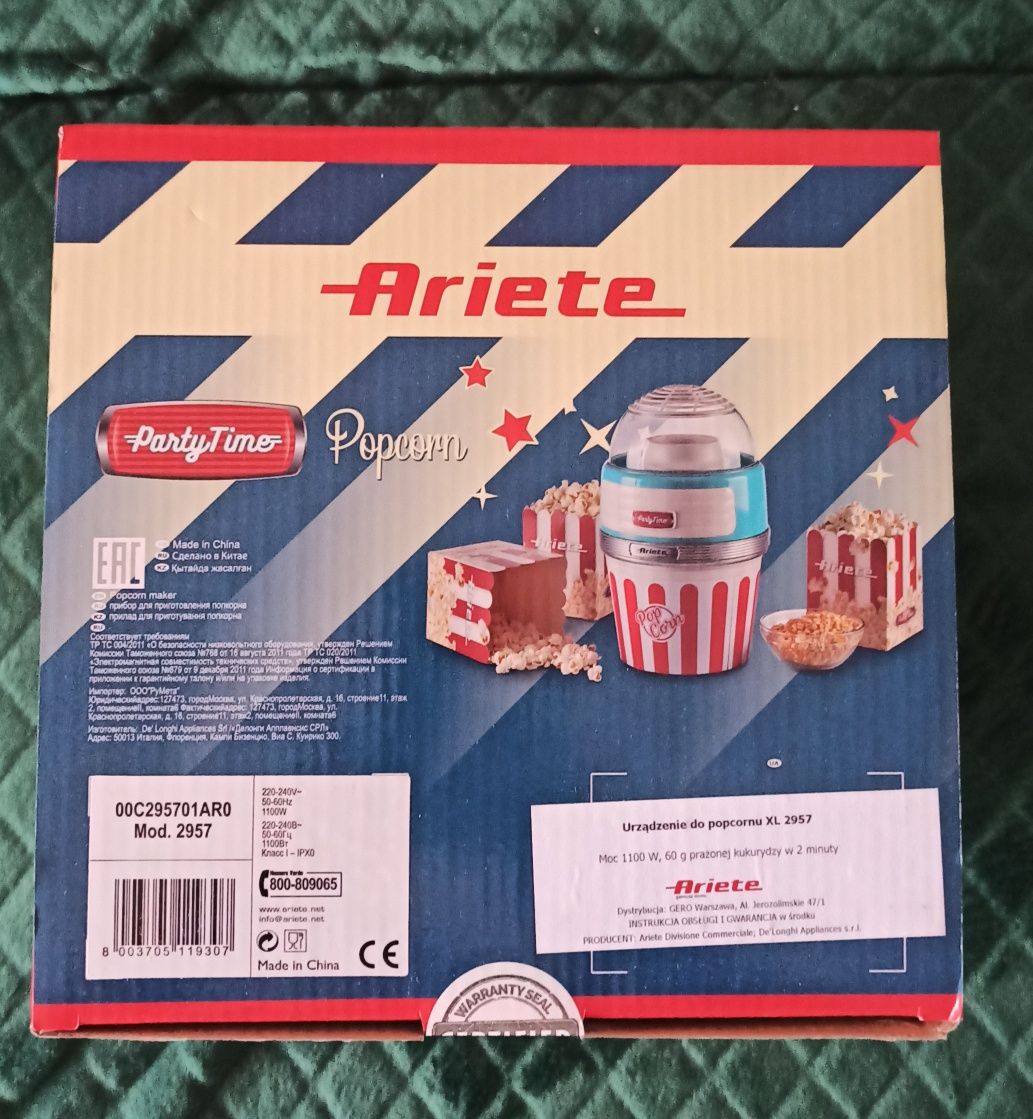Urządzenie maszynka do popcornu Ariege XL. Nowe