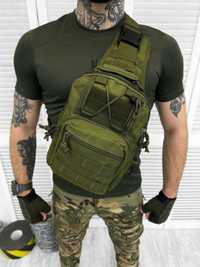 Військова тактична сумка на плече бананка тактическая олива камуфляж