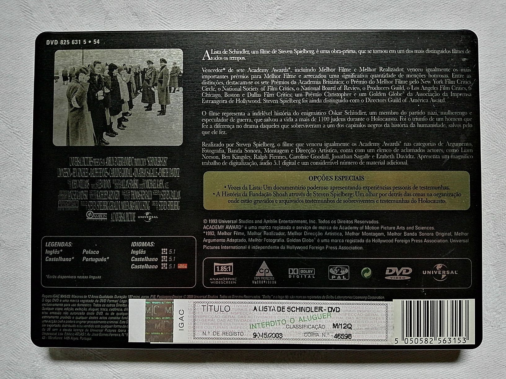 DVD Lista de Schindler (Steelbook)