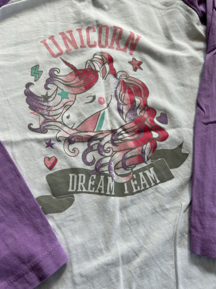 Bawełniana dziewczęca bluzka z jednorożcem unicorn r. 128