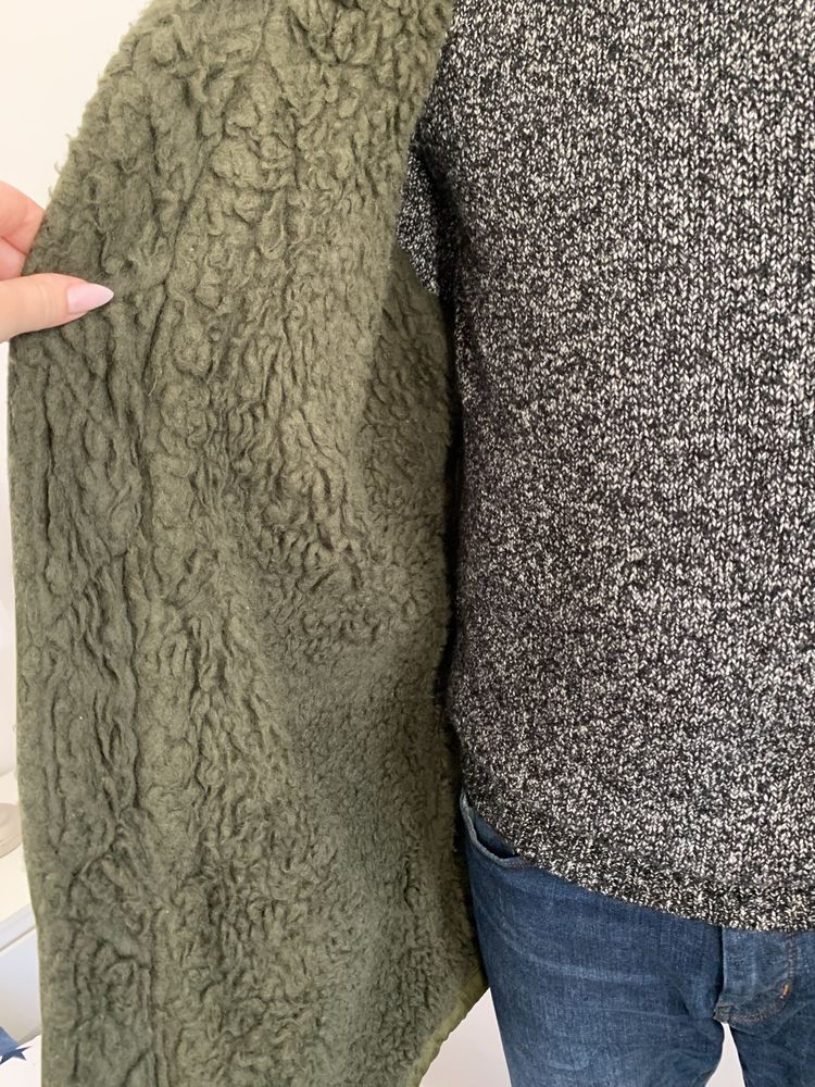 Zimowa wełniana unikatowa parka męska płaszcz kurtka khaki L 40