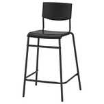 Stołek barowy z oparciem, hoker czarny/czarny, 63 cm 2 szt ikea stig