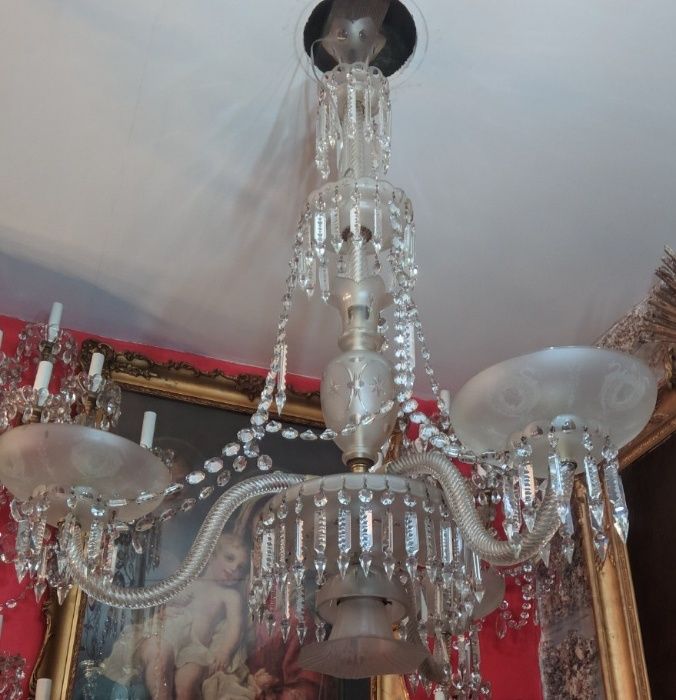 Candeeiro Cristal Vidro Séc XIX