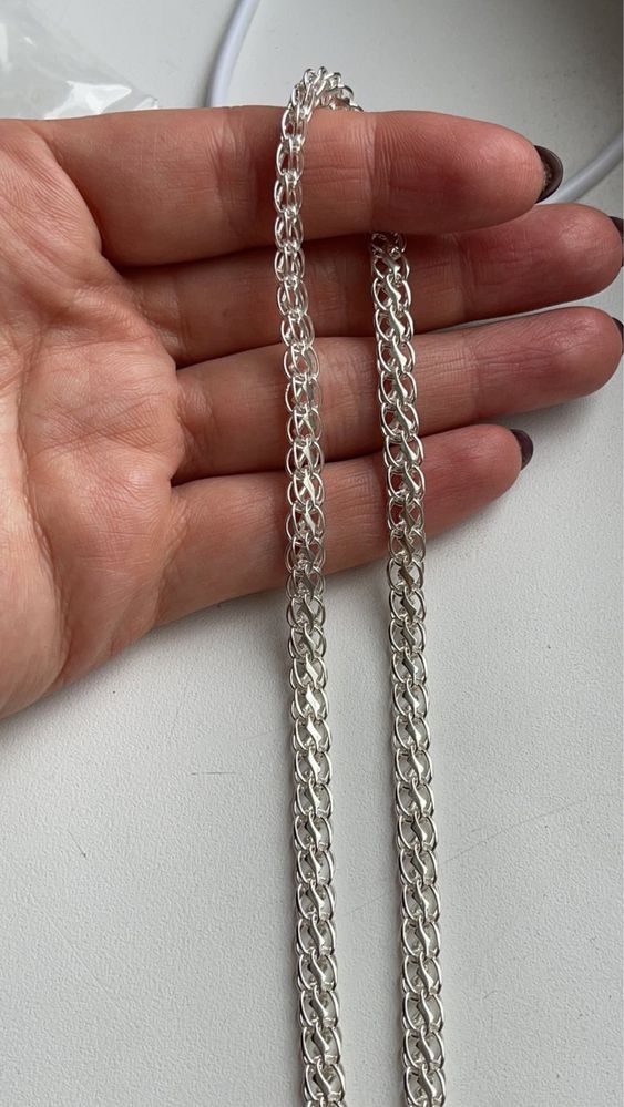 Серебряная цепь,цепочка Королевский питон (выкрученный питон), арт 119