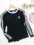 D73 bawełniana bluzka damska Adidas koszulka długi rękaw czarna S 36