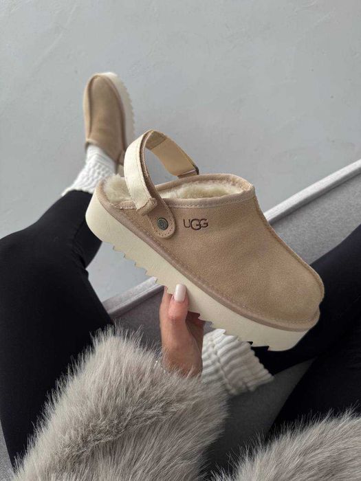 Угги Ugg Lanah Clog Platform Beige / Sand / Уггі Ланах Клог бежеві