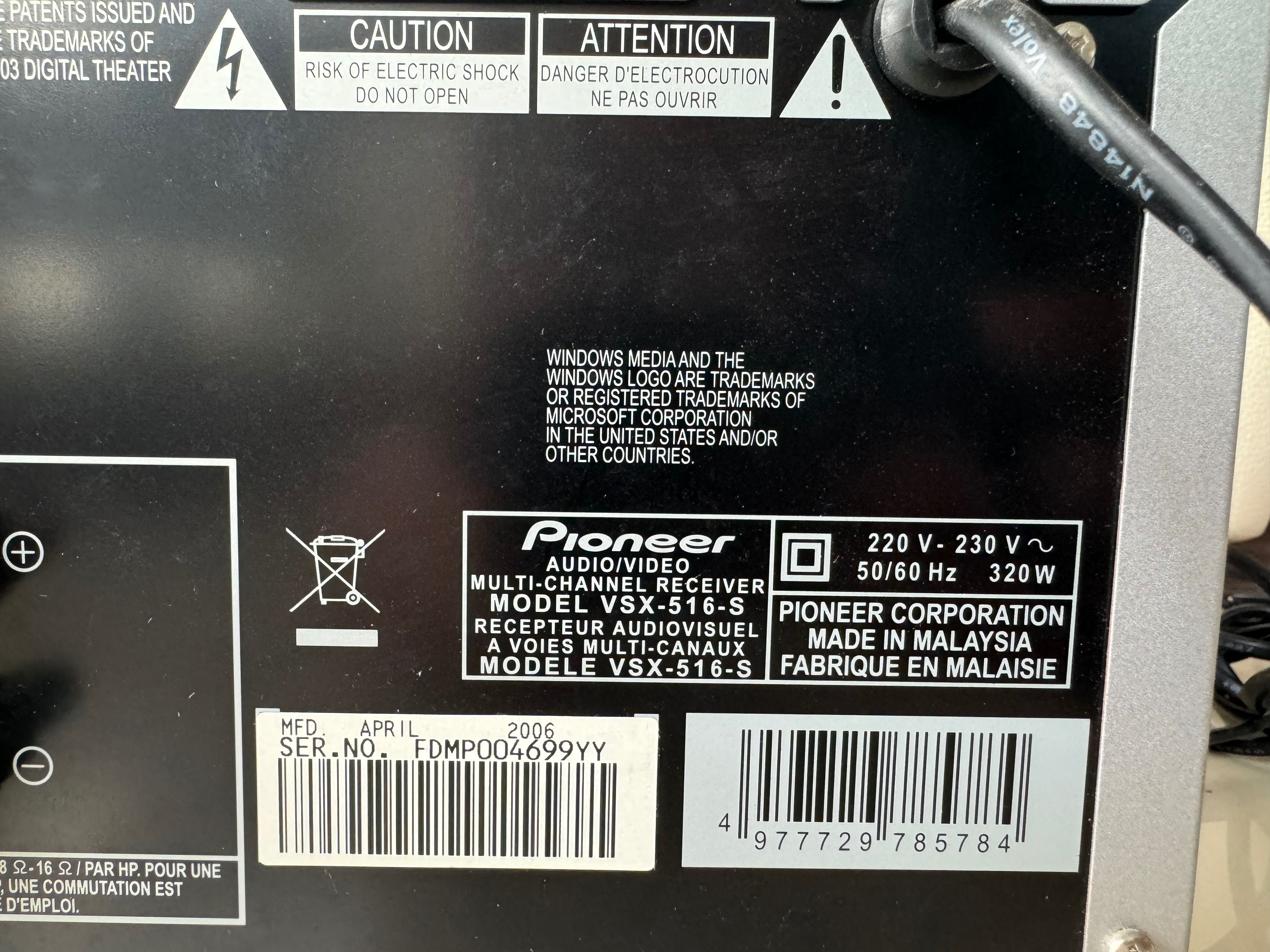 Amplituner Pioneer VSX-516 AMPLITUNER 6.1 DTS D.DIGITAL USB