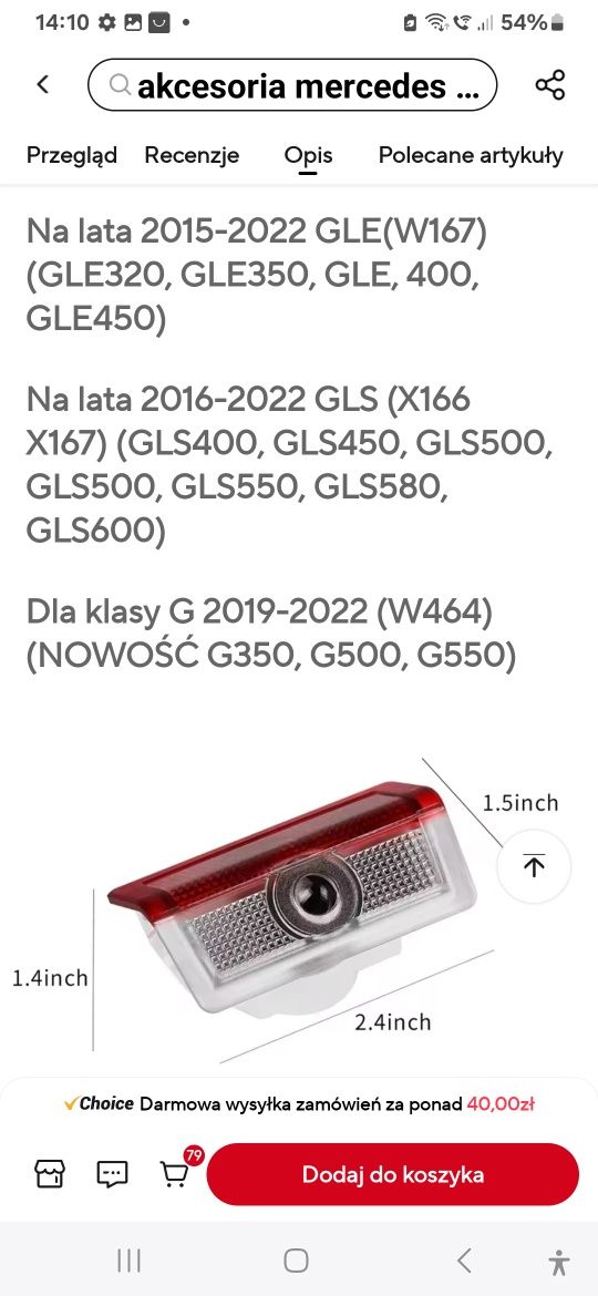 4 Nowe Projektory led Mercedes Benz