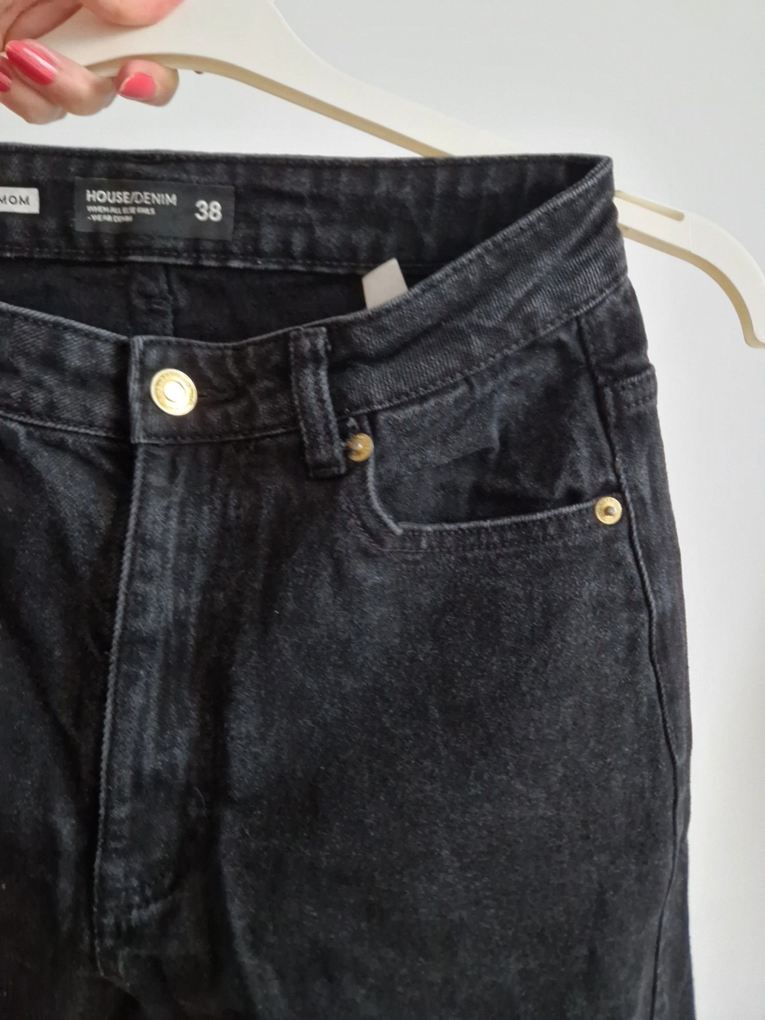 House dżinsy jeansy M 38 czarne slim mom fit