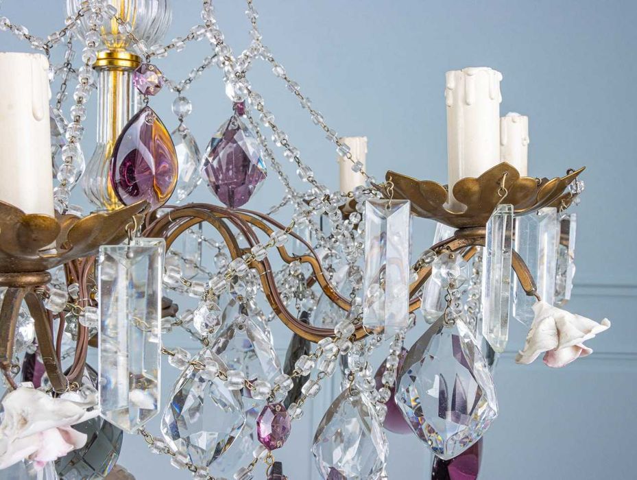 Пара вінтажних кришталевих люстр