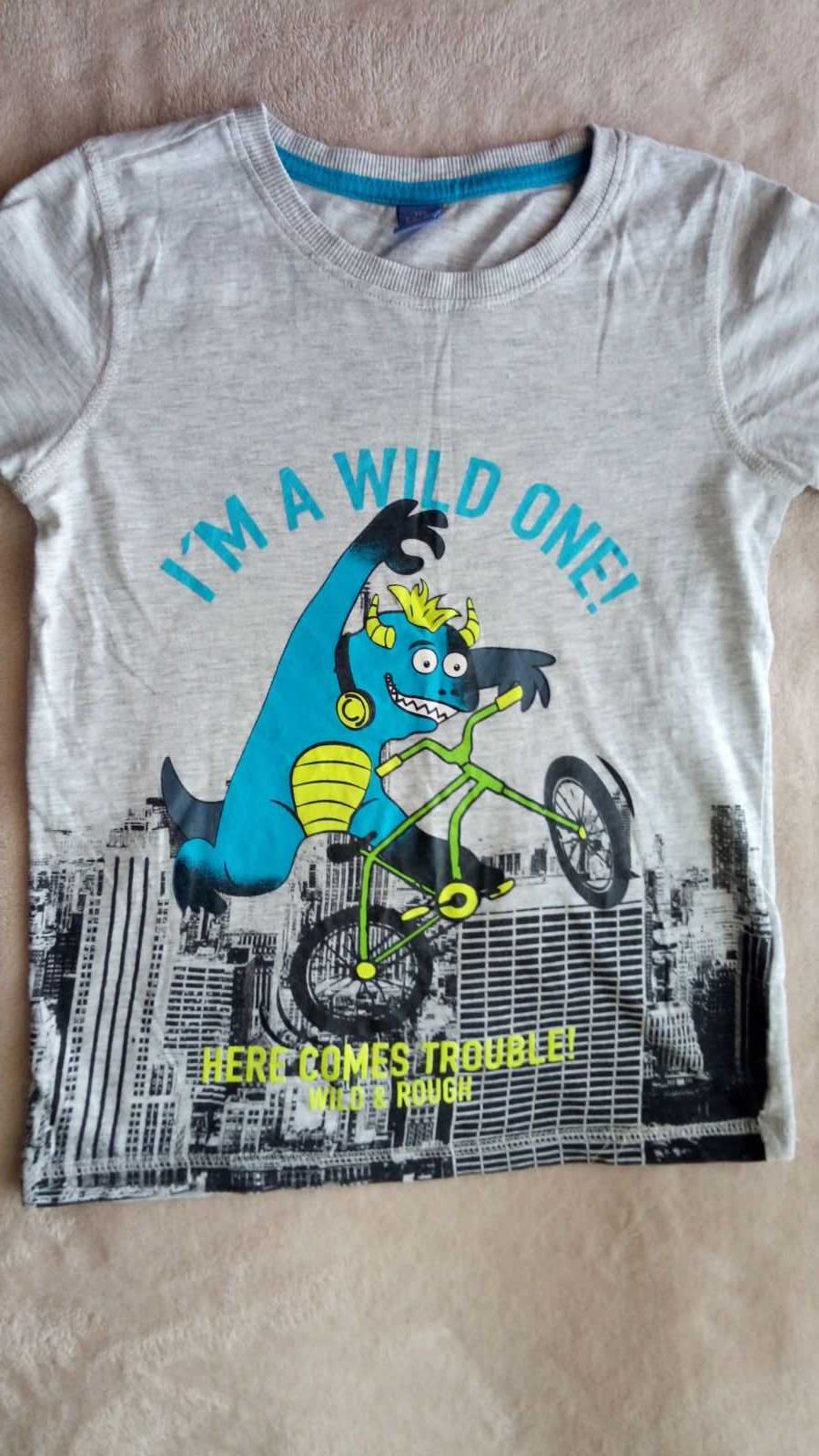 Сіра футболка для хлопчика Dopo 128, 7-8 р, "I'm a wild one"