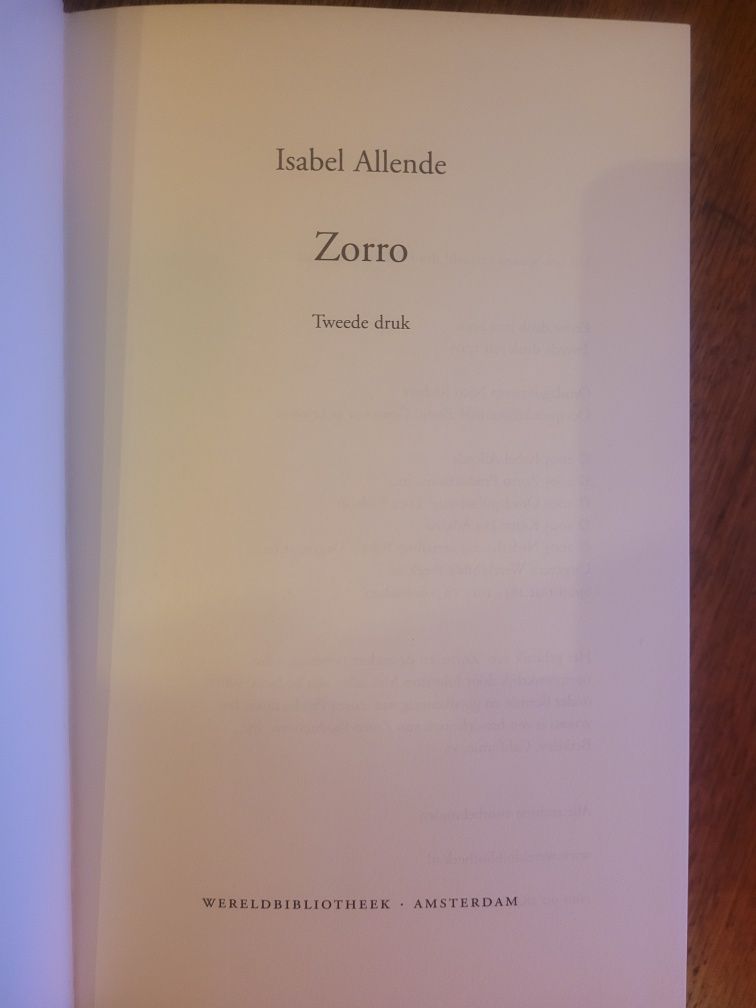 Isabel Allende - Zorro 2005 Wereldbibliotheek / jęz.holenderski/