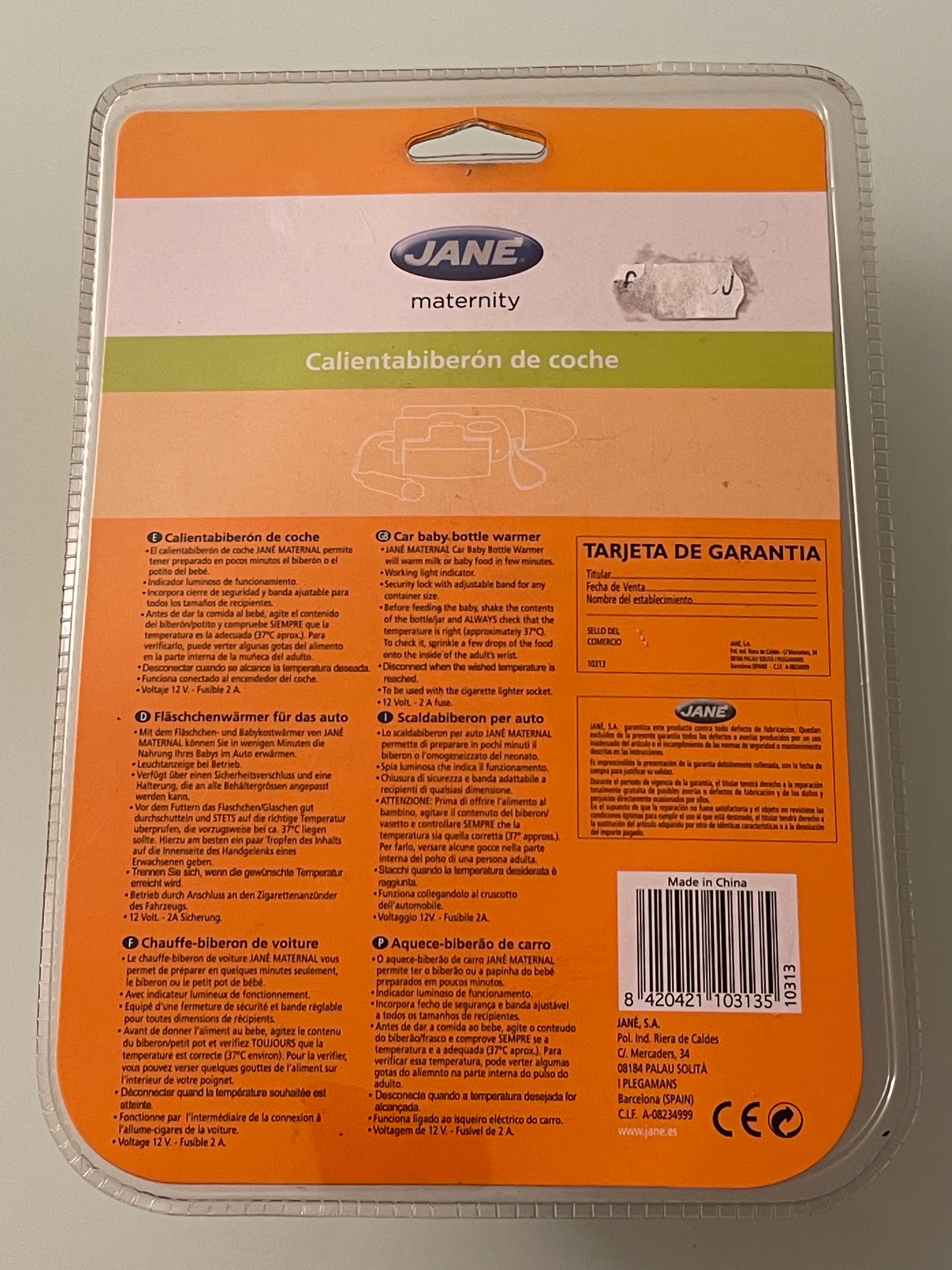Aquecedor de Biberon para o carro Jane (NOVO)