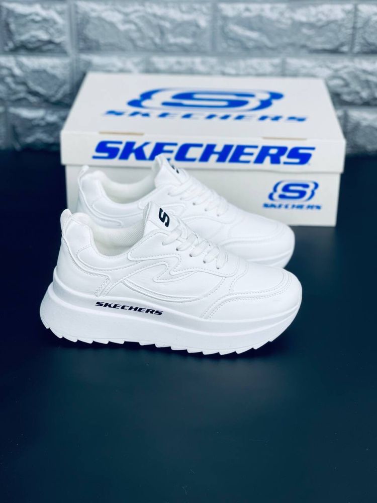 Skechers Кроссовки женские Натуральная Кожа! Скечерс на платформе